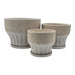 Set 3 Macetero Maceta De Ceramica Blanco Patrones Beige Alto - Fliperex