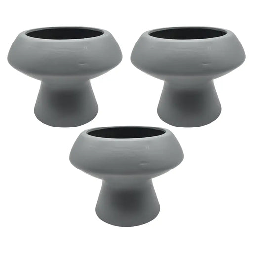 Set 3 Macetero Maceta De Ceramica Con Forma De Seta Gris - Fliperex