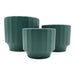 Set 3 Macetero Maceta De Ceramica Verde Lineas Verticales - Fliperex