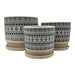 Set 3 Maceteros Maceta De Ceramica Blanco Con Patrones Negro - Fliperex