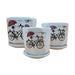 Set 3 Maceteros Maceta De Cerámica Blanco Diseño Bicicleta - Fliperex