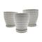 Set 3 Maceteros Maceta De Cerámica Blancos Líneas Horizontal