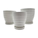 Set 3 Maceteros Maceta De Cerámica Blancos Líneas Horizontal - Fliperex