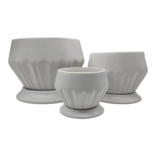 Set 3 Maceteros Maceta De Ceramica Diamante Elegante Blanco - Fliperex