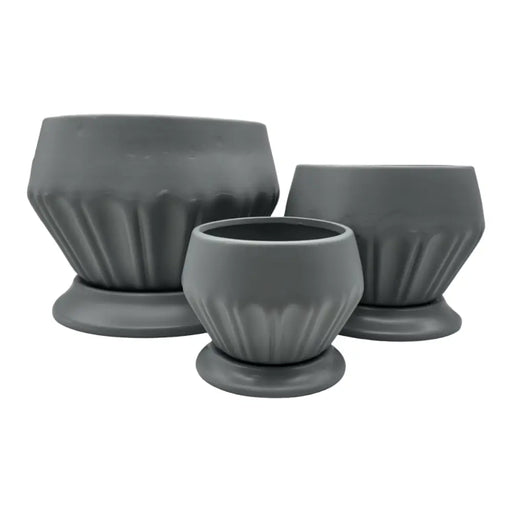 Set 3 Maceteros Maceta De Ceramica Diamante Elegante Gris - Fliperex
