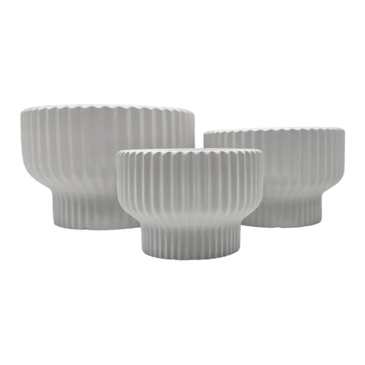 Set 3 Maceteros Maceta De Ceramica Estilo Copon Blanco Mate - Fliperex
