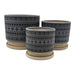 Set 3 Maceteros Maceta De Ceramica Gris Con Patrones Negros - Fliperex