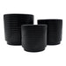 Set 3 Maceteros Maceta De Ceramica Negro Con Lineas Cuadrada - Fliperex