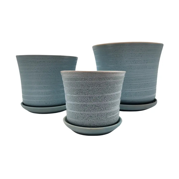 Set 3 Maceteros Maceta De Cerámica Relieve Para Plantas - Fliperex