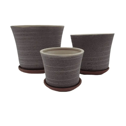 Set 3 Maceteros Maceta De Cerámica Relieve Para Plantas - Fliperex