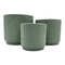 Set 3 Maceteros Maceta De Ceramica Verde Con Lineas Cuadrada