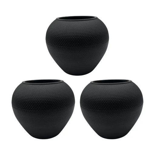 Set 3 Maceteros Plastico Redondo Ovalado Moderno Textura S - Fliperex