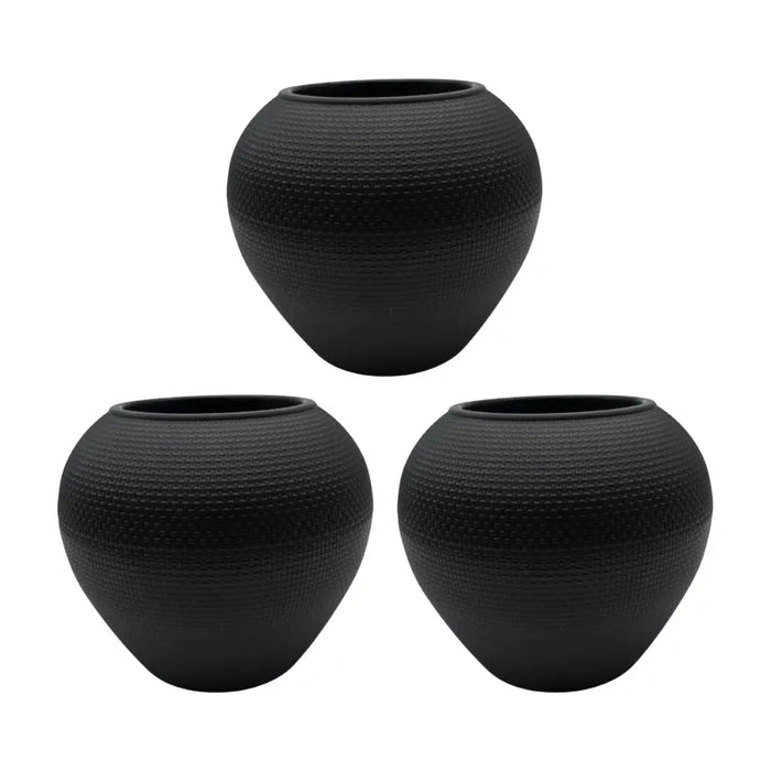 Set 3 Maceteros Plastico Redondo Ovalado Moderno Textura S - Fliperex
