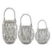 Set 3 Porta Vela Mimbre Rustico Blanco Terraza Decoracion - Fliperex