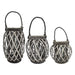 Set 3 Porta Vela Mimbre Rustico Terraza Decoracion Gris - Fliperex