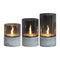 Set 3 Velas Artificiales De Cristal Con Efecto Llama Blanca