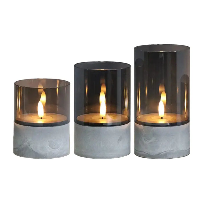 Set 3 Velas Artificiales De Cristal Con Efecto Llama Blanca - Fliperex