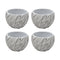 Set 4 Macetero Maceta Acabado Cemento Relieve Hojas Blanco S