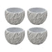Set 4 Macetero Maceta Acabado Cemento Relieve Hojas Blanco S - Fliperex