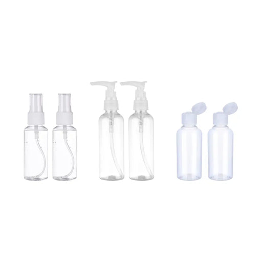 Set 6 Botella De Viaje Variedad 50 Ml Transparente - Fliperex