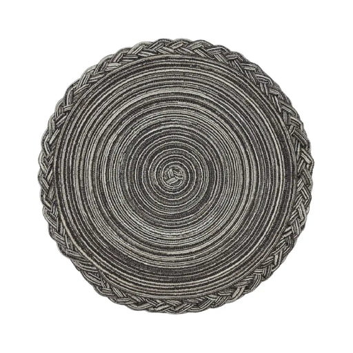 Set 6 Individuales Circulares Borde Trenzado Negro Plateado - Fliperex