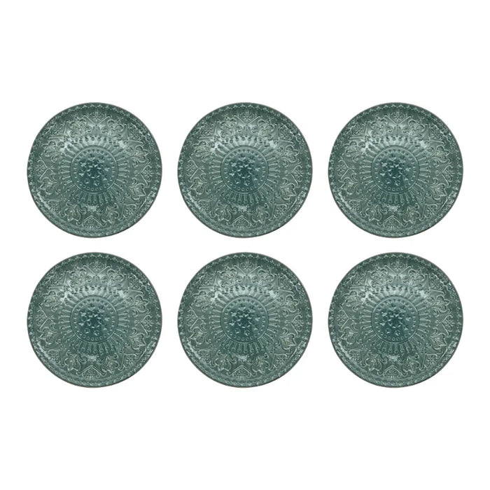 Set 6 Platos De Ceramica Calipso Relieve Patrones Vintage - Fliperex