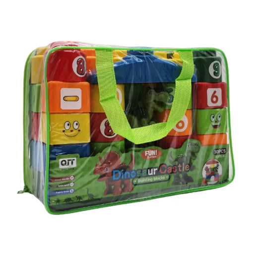 Set Bloques Y Dinosaurios Grande 30 Piezas Con Bolso Estuche - Fliperex