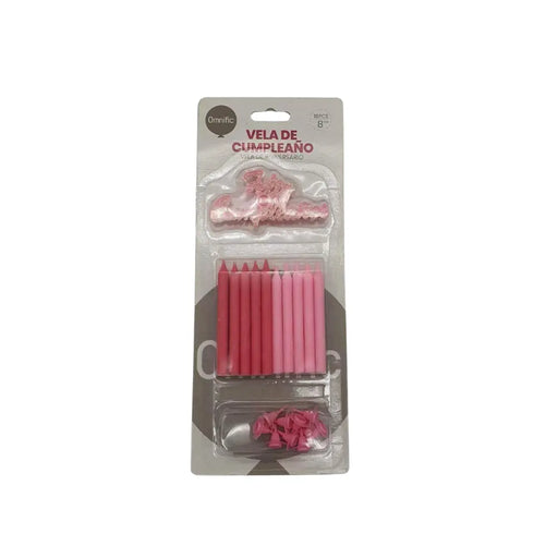 Set De 10 Velas De Cumpleaños Celeste Rosado Con Decorativo - Fliperex