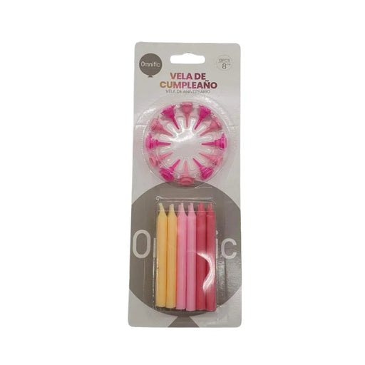 Set De 12 Velas De Cumpleaños Celeste Rosado Coloridas - Fliperex