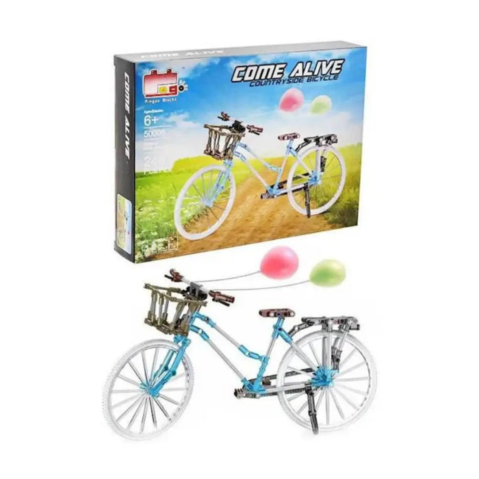 Set Juguete Bicicleta Celeste Con Cesto Escala Para Armar - Fliperex