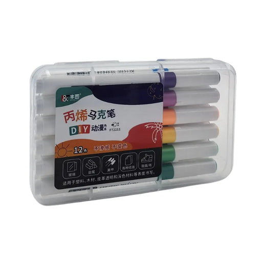 Set Marcadores Acrilicos 12 Lapices Calidad Arte Dibujo - Fliperex