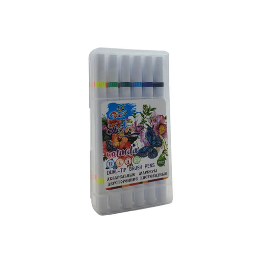 Set Marcadores Doble Punta 12 Lapices Plumones Watercolor - Fliperex