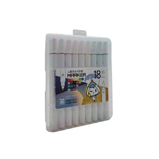 Set Marcadores Doble Punta 18 Lapices Plumones High Quality - Fliperex