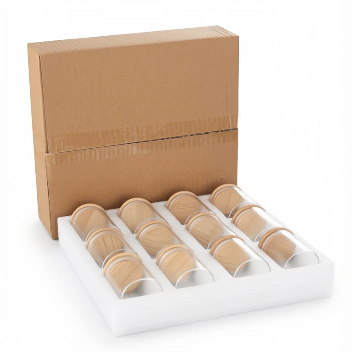 Set 12 Frascos de Especias Condimentos Con Tapa Bambu Cocina