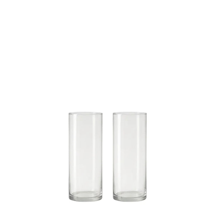 Set 2 Florero De Vidrio Alto Cilindrico Transparente Hogar S