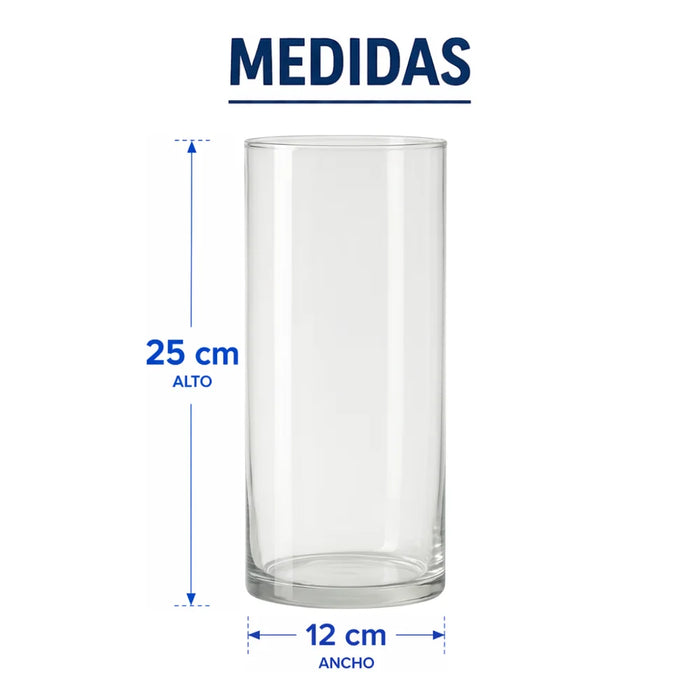 Set 2 Florero De Vidrio Alto Cilindrico Transparente Hogar S