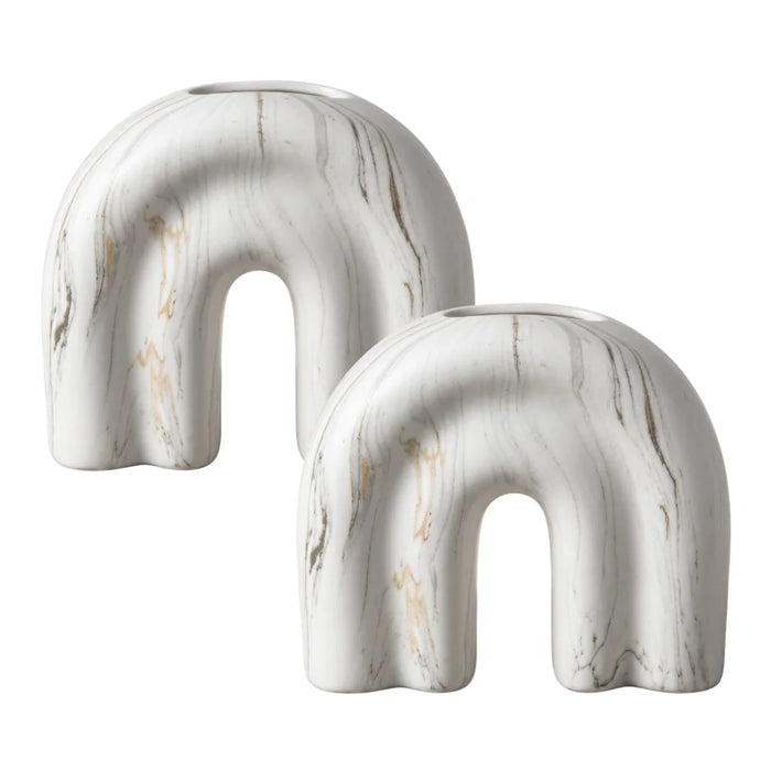 Set 2 Floreros Jarron de Ceramica Diseño Tipo Marmol Moderno