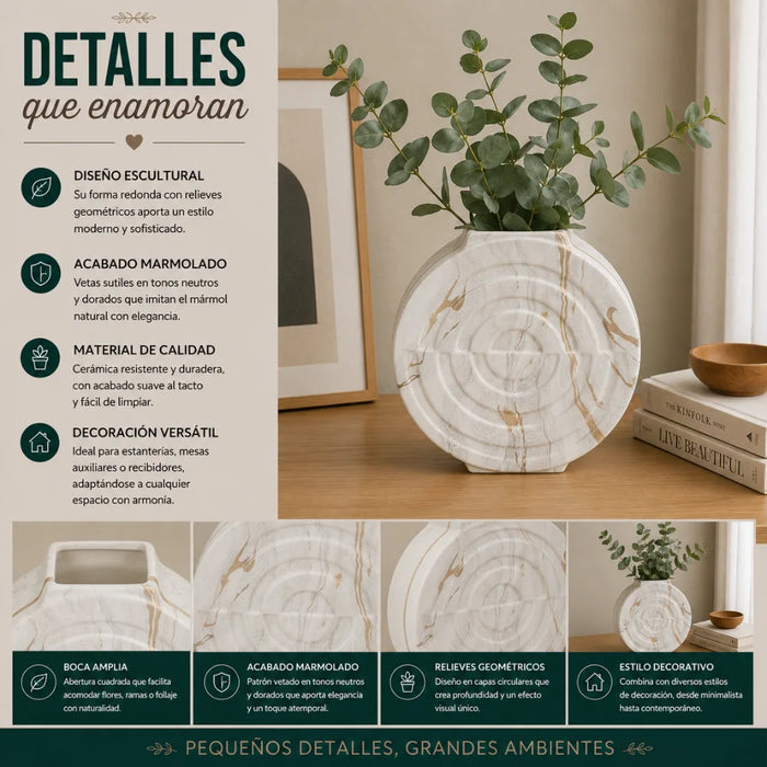 Set 2 Floreros Jarron de Ceramica Diseño Tipo Marmol Moderno