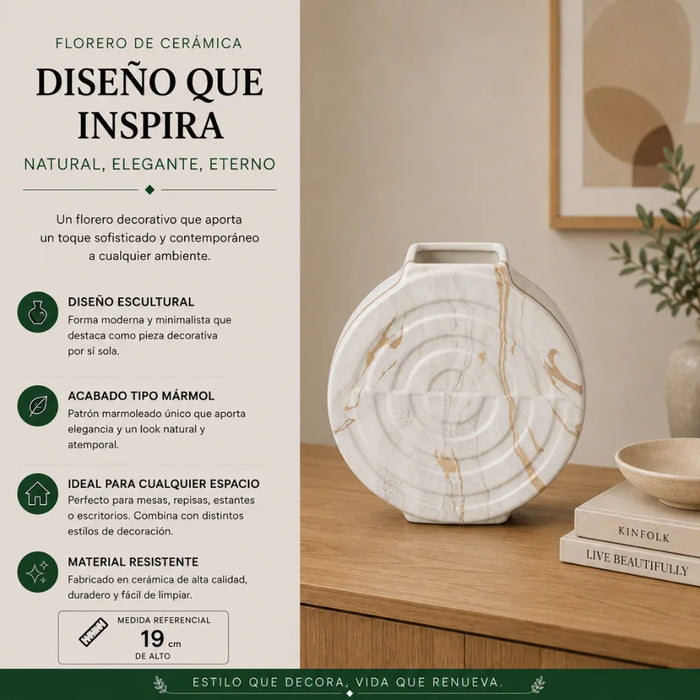Set 2 Floreros Jarron de Ceramica Diseño Tipo Marmol Moderno