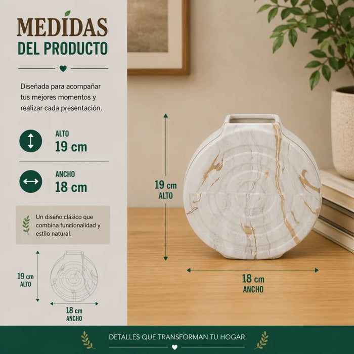 Set 2 Floreros Jarron de Ceramica Diseño Tipo Marmol Moderno