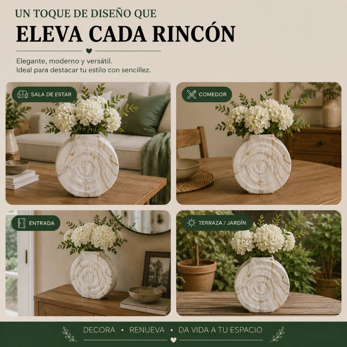 Set 2 Floreros Jarron de Ceramica Diseño Tipo Marmol Moderno