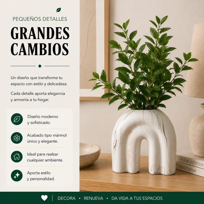 Set 2 Floreros Jarron de Ceramica Diseño Tipo Marmol Moderno