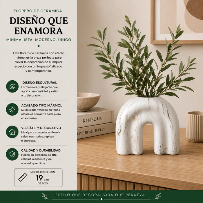 Set 2 Floreros Jarron de Ceramica Diseño Tipo Marmol Moderno
