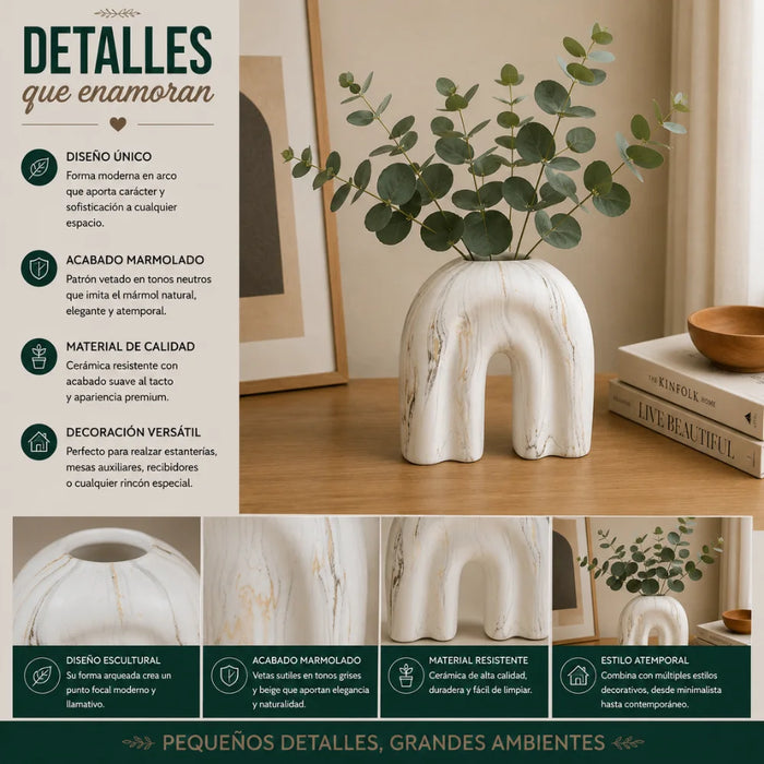 Set 2 Floreros Jarron de Ceramica Diseño Tipo Marmol Moderno