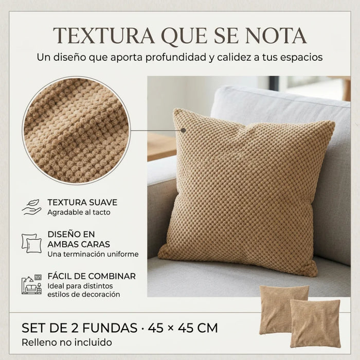 Set 2 Fundas De Cojin 45x45 Decorativas Para Living Sofa
