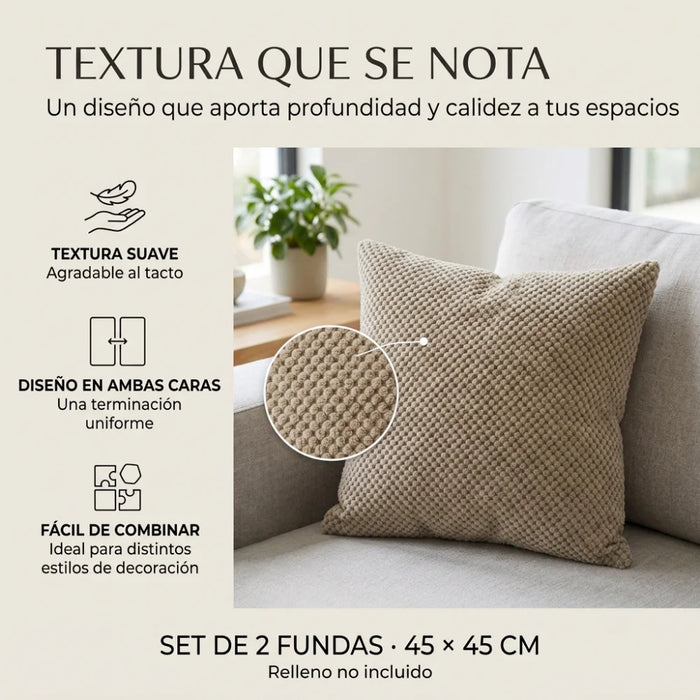 Set 2 Fundas De Cojin 45x45 Decorativas Para Living Sofa