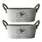 Set 2 Macetero Metalico Blanco Ovalado Decorativo Con Asas M