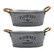 Set 2 Macetero Metalico Gris Ovalado Decorativo Con Asas L
