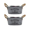 Set 2 Macetero Metalico Gris Ovalado Decorativo Con Asas M