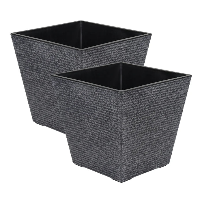 Set 2 Macetero Plastico Bajo Premium Base Cuadrada Conica L